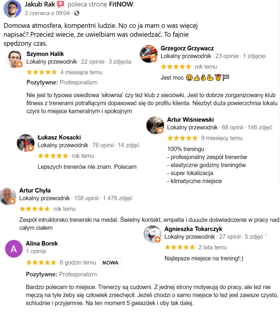 Opinie studio treningów FitNow Kraków