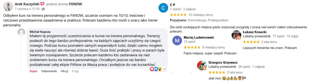 Kurs na trenera personalnego FitNow Kraków opinie