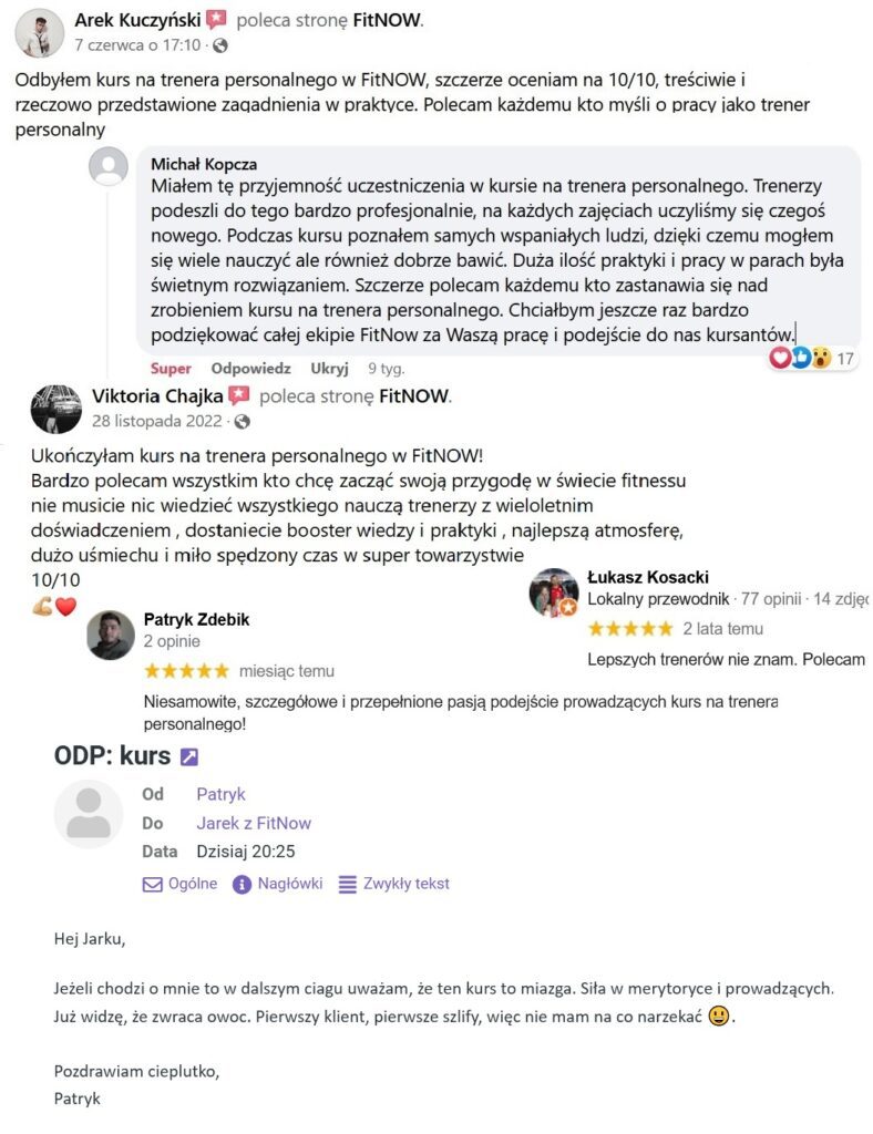 Kurs na trenera personalnego FitNow Kraków opinie